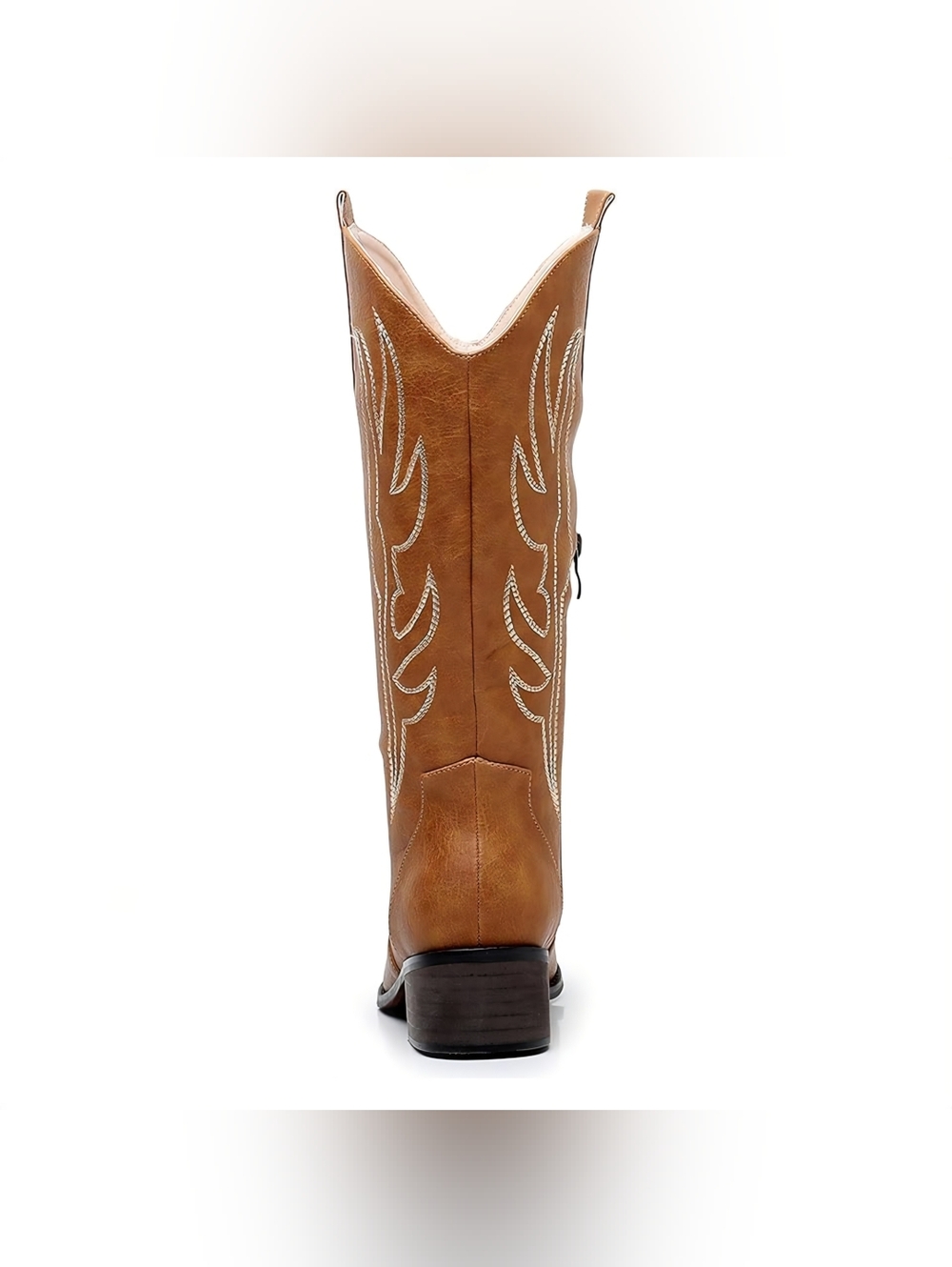 Pointed Toe Chunky Heel Western Boots, Mid Calf Embroidered, Side Zip - Size 9 - Picture 10 of 16